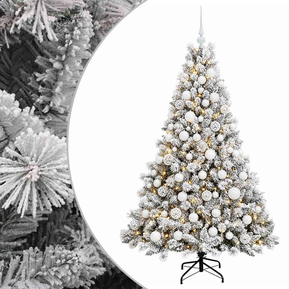 Arbre de noël artificiel avec boule 240 cm 300 led blanc chaud