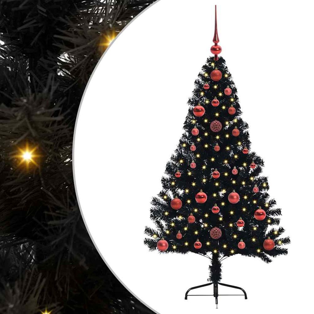 Sapin de noël artificiel pré-éclairé noir 120 cm pvc