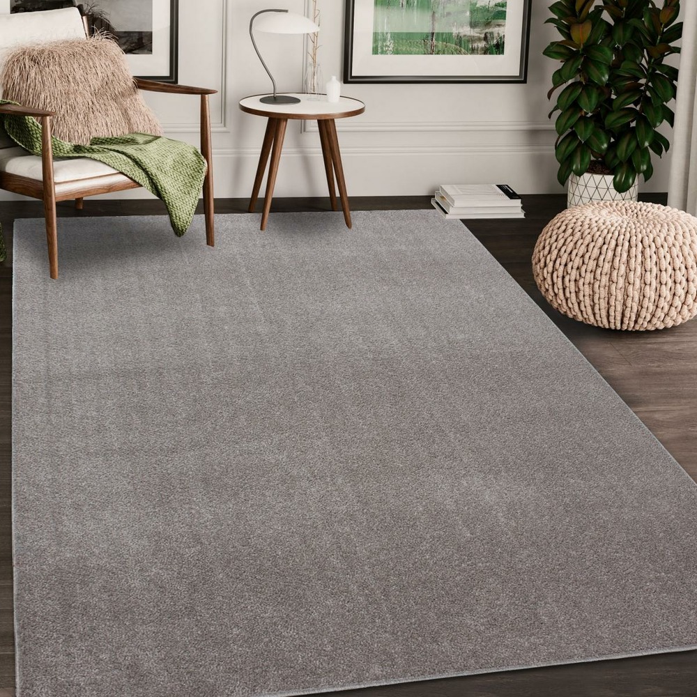 Tapis salon 200x290 tissé beige rectangle motif uni soula