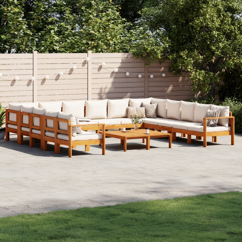 Salon de jardin avec coussins 10 pcs bois d'acacia solide