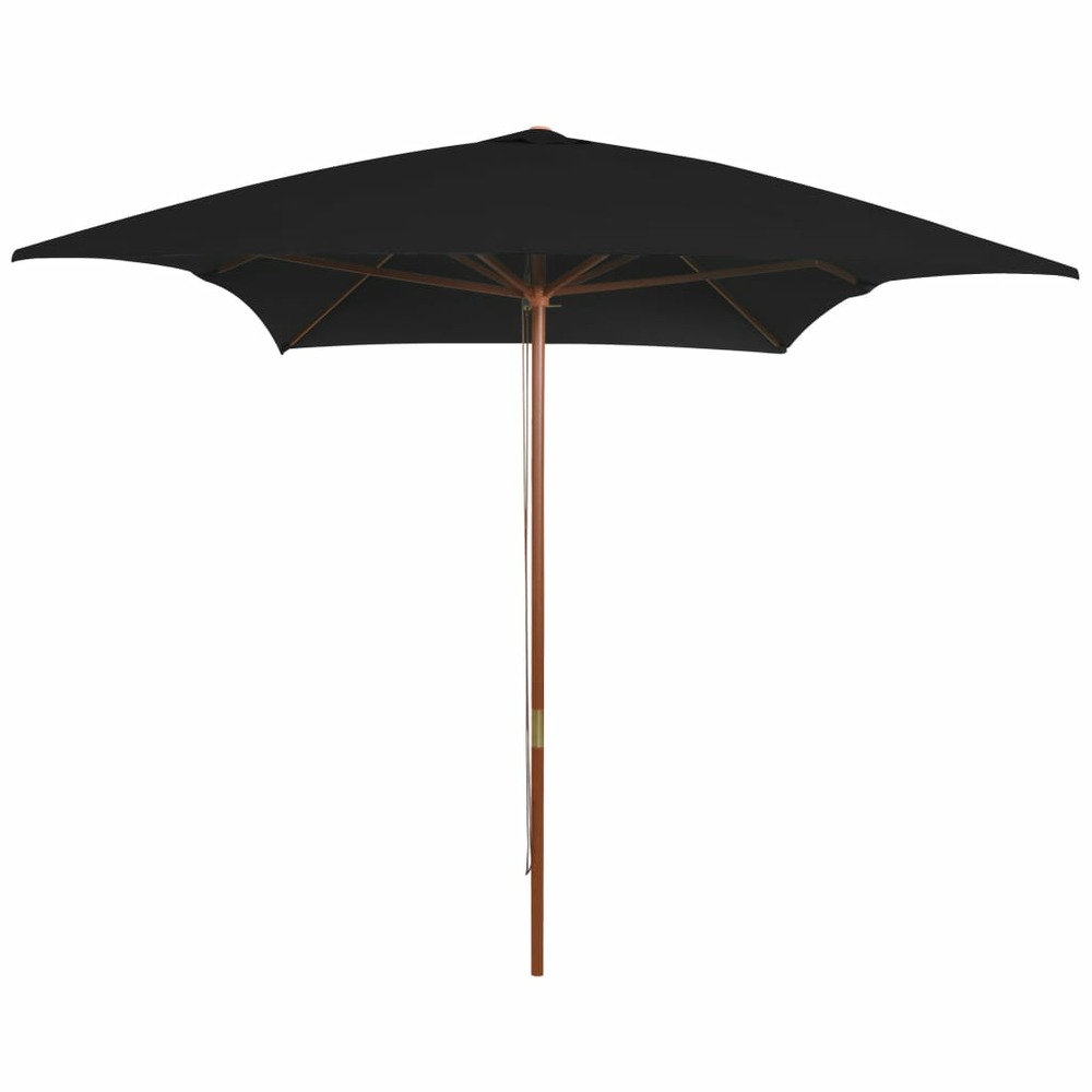 Parasol d'extérieur avec mât 200 x 300 cm bois noir