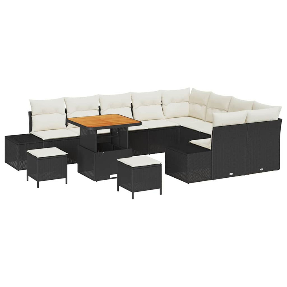 Ensemble de canapé de jardin avec coussin 12 pcs noir et crème
