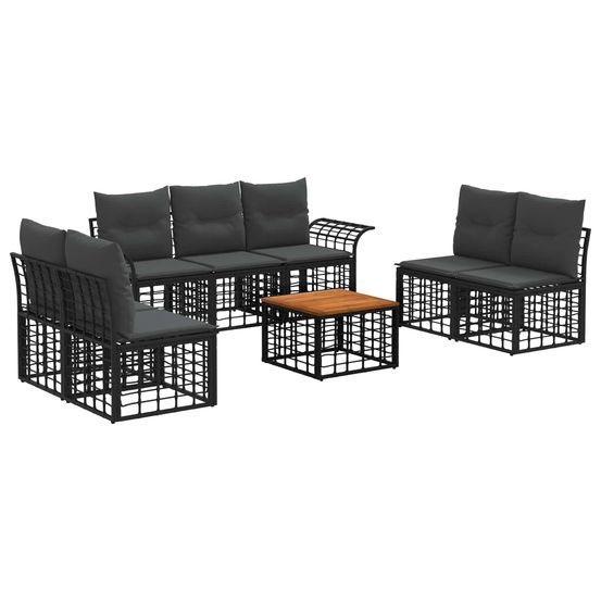 Ensemble de canapés d'extérieur 8 pc noir et gris foncé