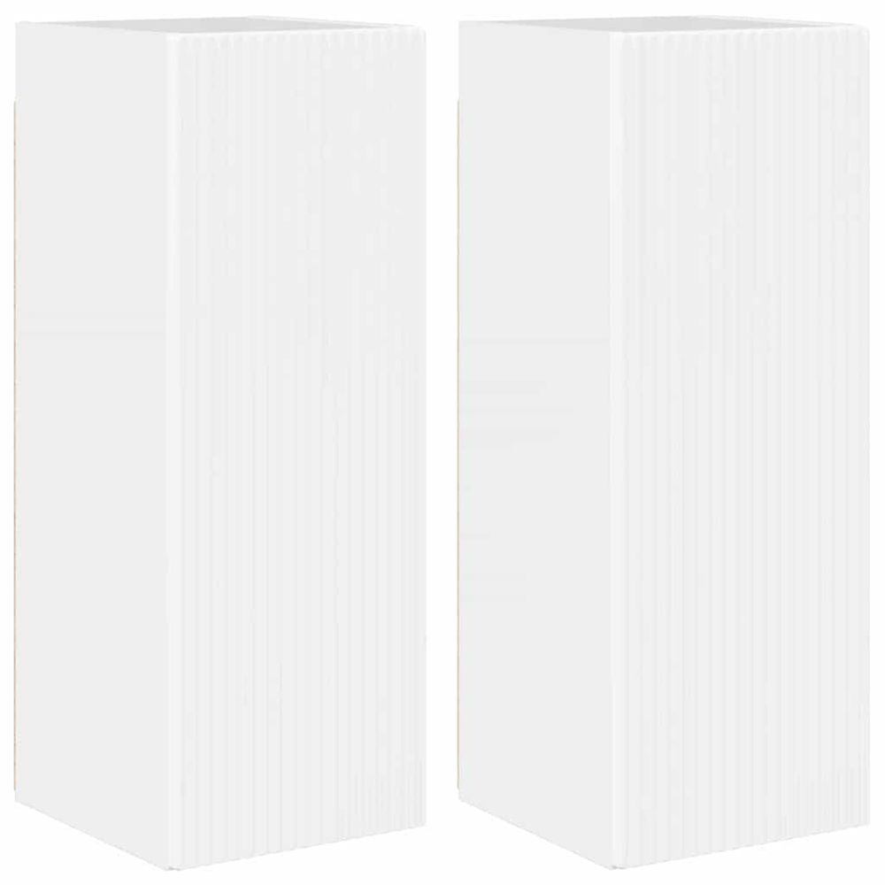 Meuble tv mural 2 pc blanc brillant bois d'ingénierie