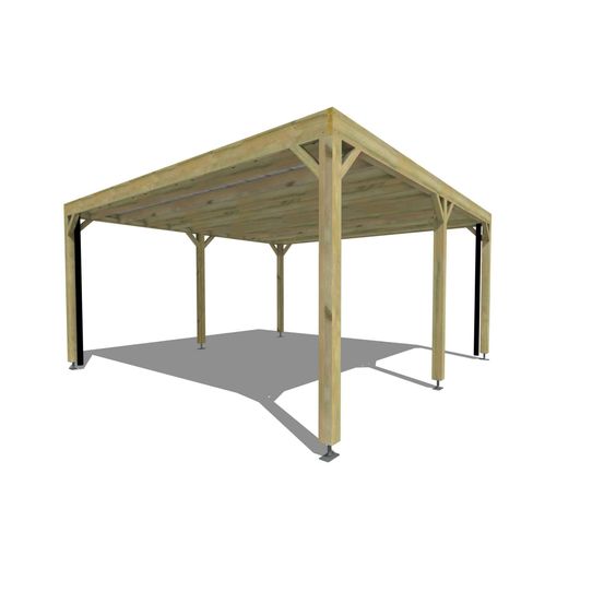 Carport bois autoportant 2 voitures 25 m² • 5 x 5 m • hauteur de passage 2,37 m • sens profondeur • livraison comprise