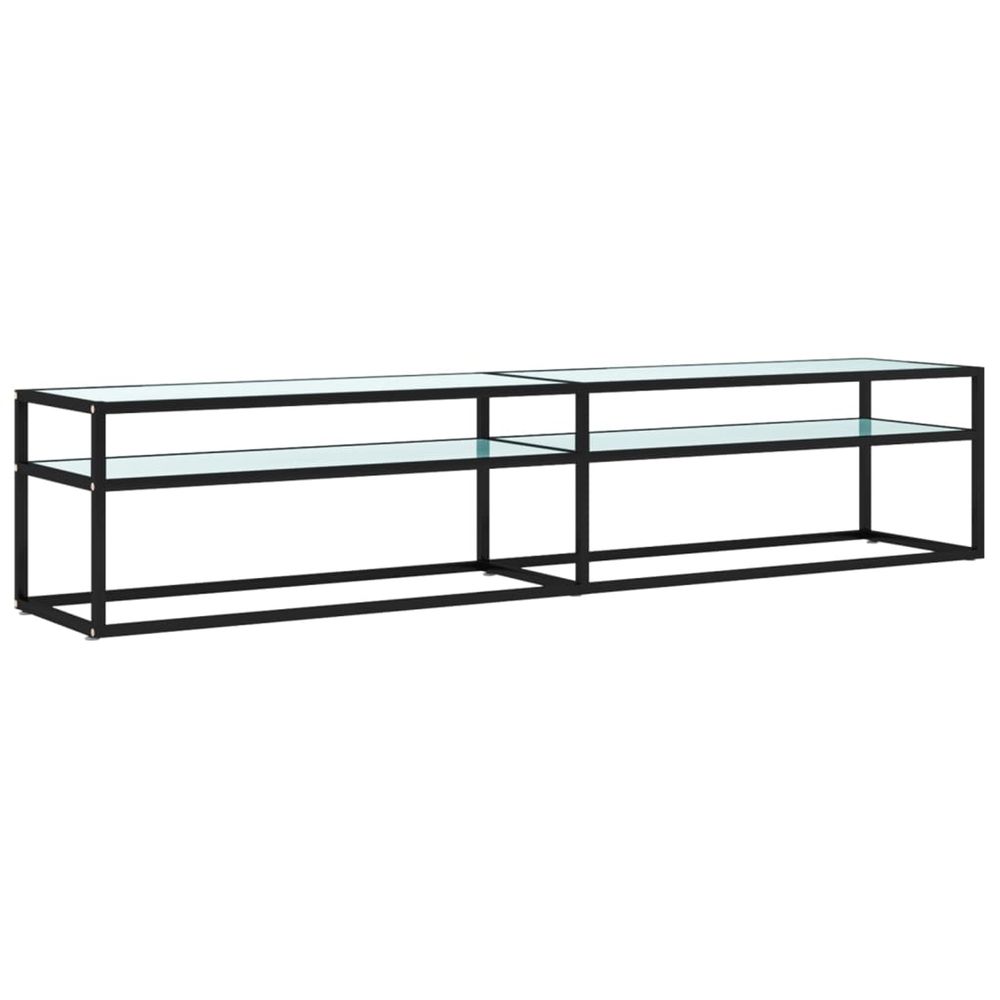 Meuble tv marbre blanc 200x40x40,5 cm verre trempé