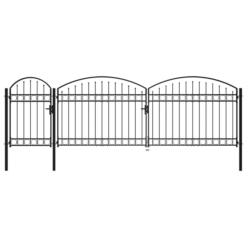 Portail de clôture de jardin avec dessus arqué acier 2x5 m noir