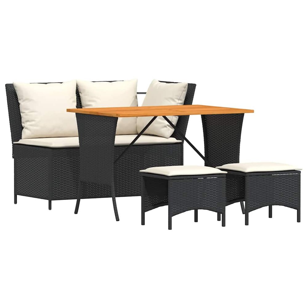 Ensemble à manger de jardin 4 pcs avec coussins noir