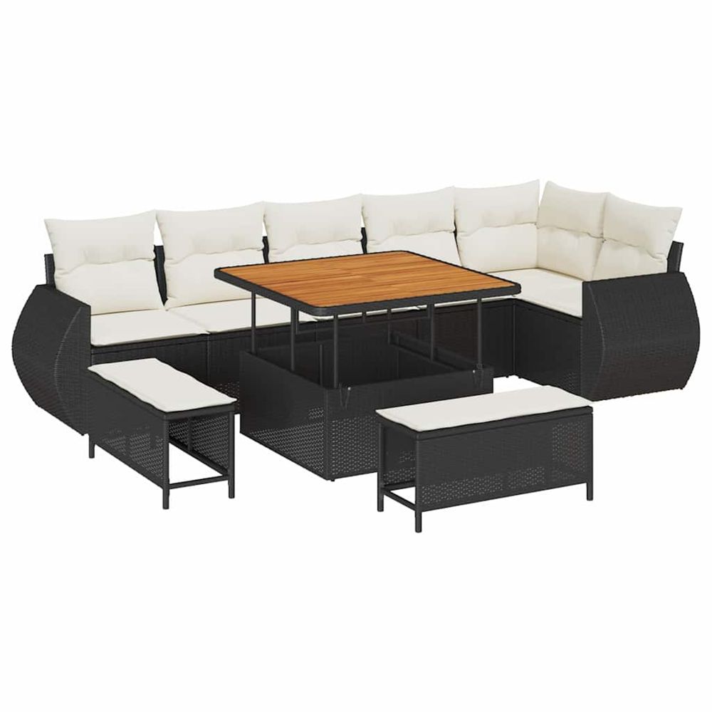 Ensemble de canapé de jardin 9 pc noir polyrotin
