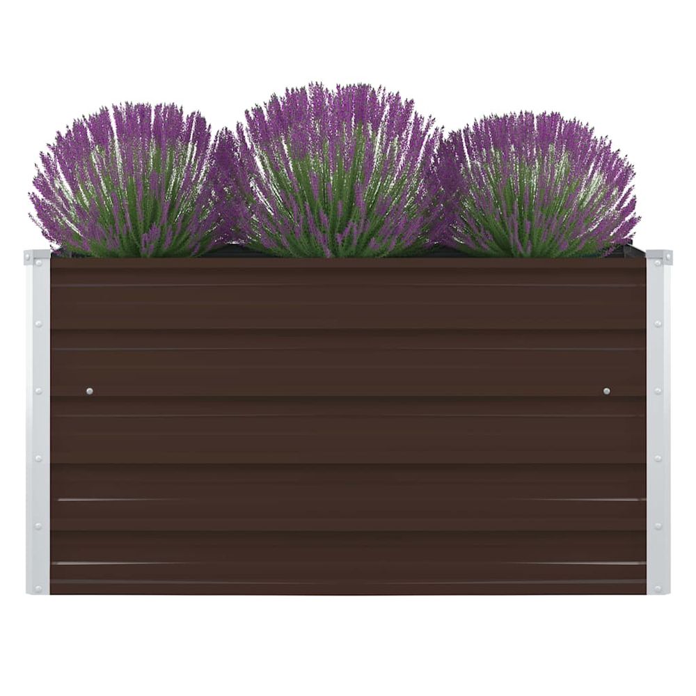 Carré de jardinage 100cm acier galvanisé sans fond marron 100x100x45cm