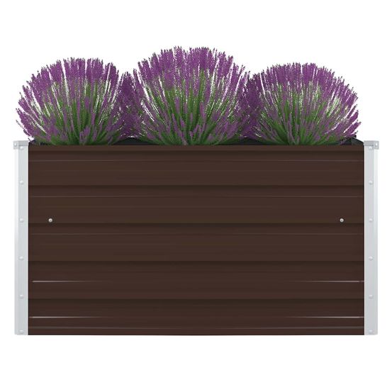 Carré de jardinage 100cm acier galvanisé sans fond marron 100x100x45cm