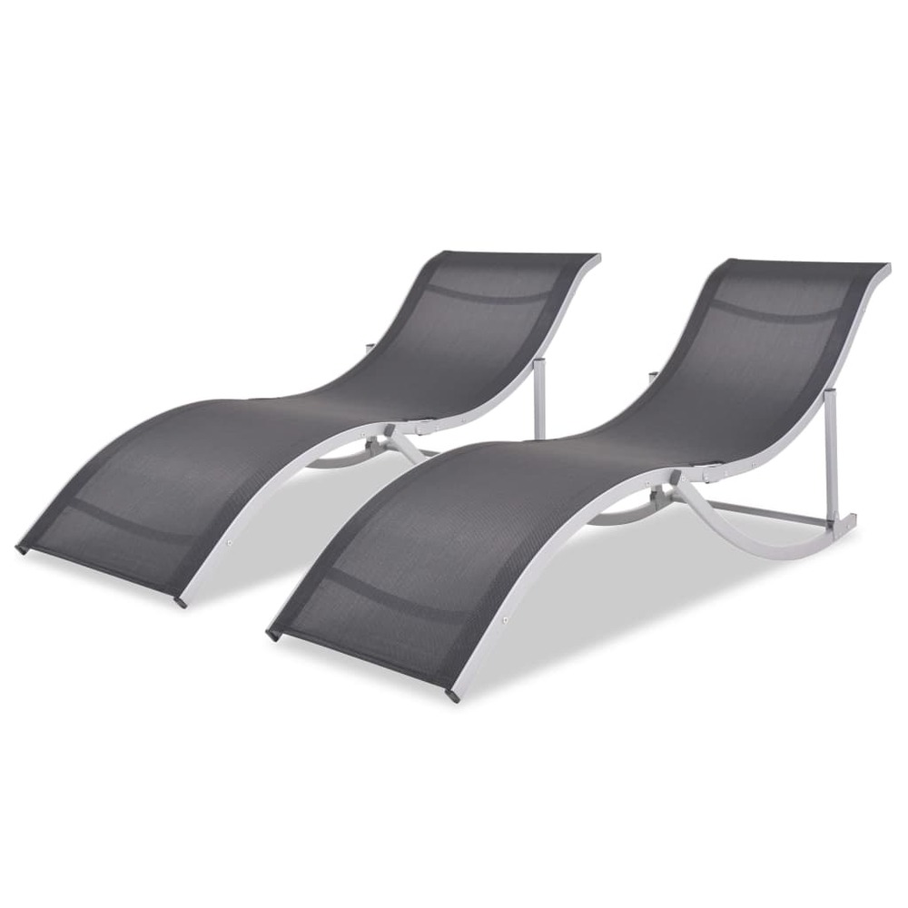 Lot de deux chaises longues pliantes aluminium et textilène
