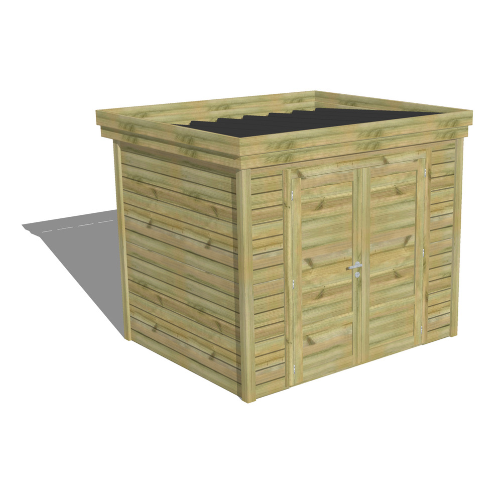 Abri de jardin bois pin traité autoclave 27mm - 2,64x2,14m / 6m2 - bac acier - abri français