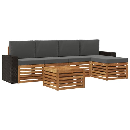 Ensemble de canapés d'extérieur 6 pc naturel et anthracite