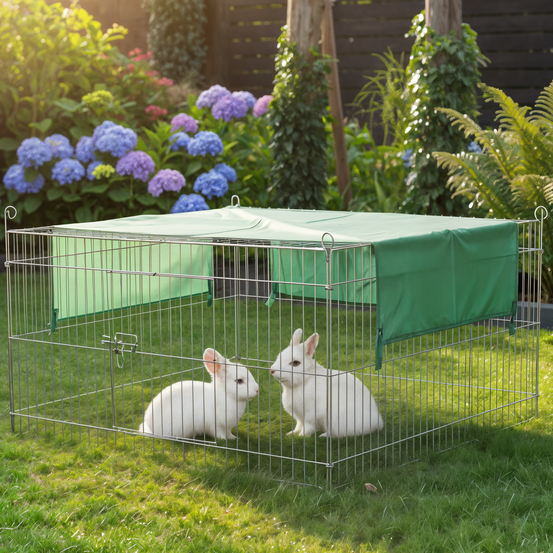 Parc enclos extérieur grillage en métal pour lapin, poule,cochon d'inde taille s carré été 2529