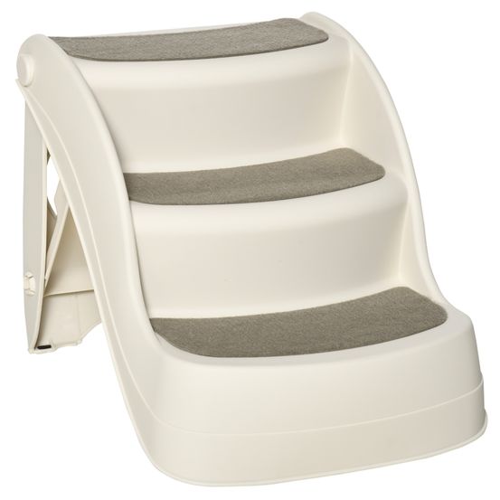 Escalier pliable pour chien chat plastique accès lit 3 marches antidérapantes beige