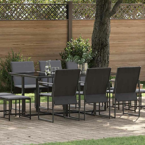 Ensemble de salle à manger pour jardin 11 pcs noir acier