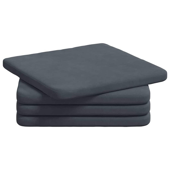Coussins de siège 4 pcs gris foncé 40 x 40 x 3 cm velours