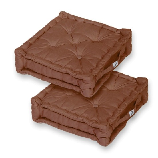 Coussin de sol lot de 2 - 50 x 50 cm rouille