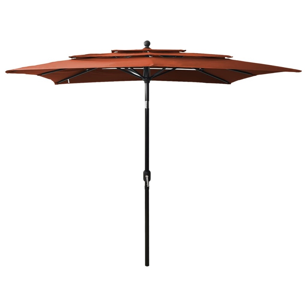 Parasol à 3 niveaux avec mât en aluminium 2,5 x 2,5 m orange