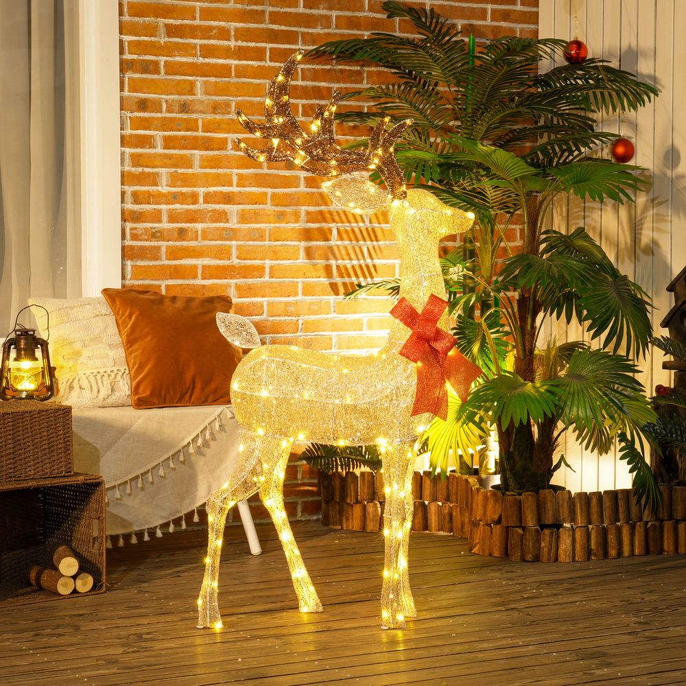 Renne de noël en acier or 135 cm