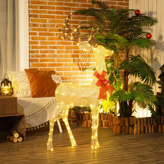 Renne de noël en acier or 135 cm