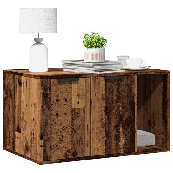 Grande maison de toilette chat bois multifonction vieux bois 80cm
