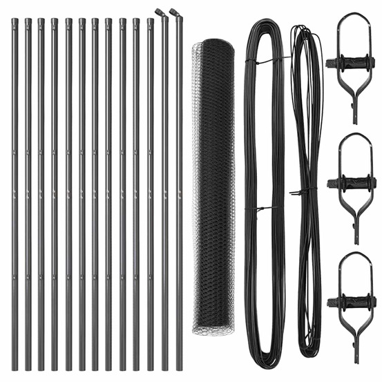 Clôture avec poteaux gris 1 x 25 m acier recouvert de pvc