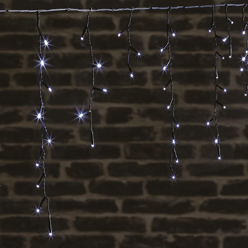 Rideau stalactite extérieur 14.85m 450 led blanc froid + transfo