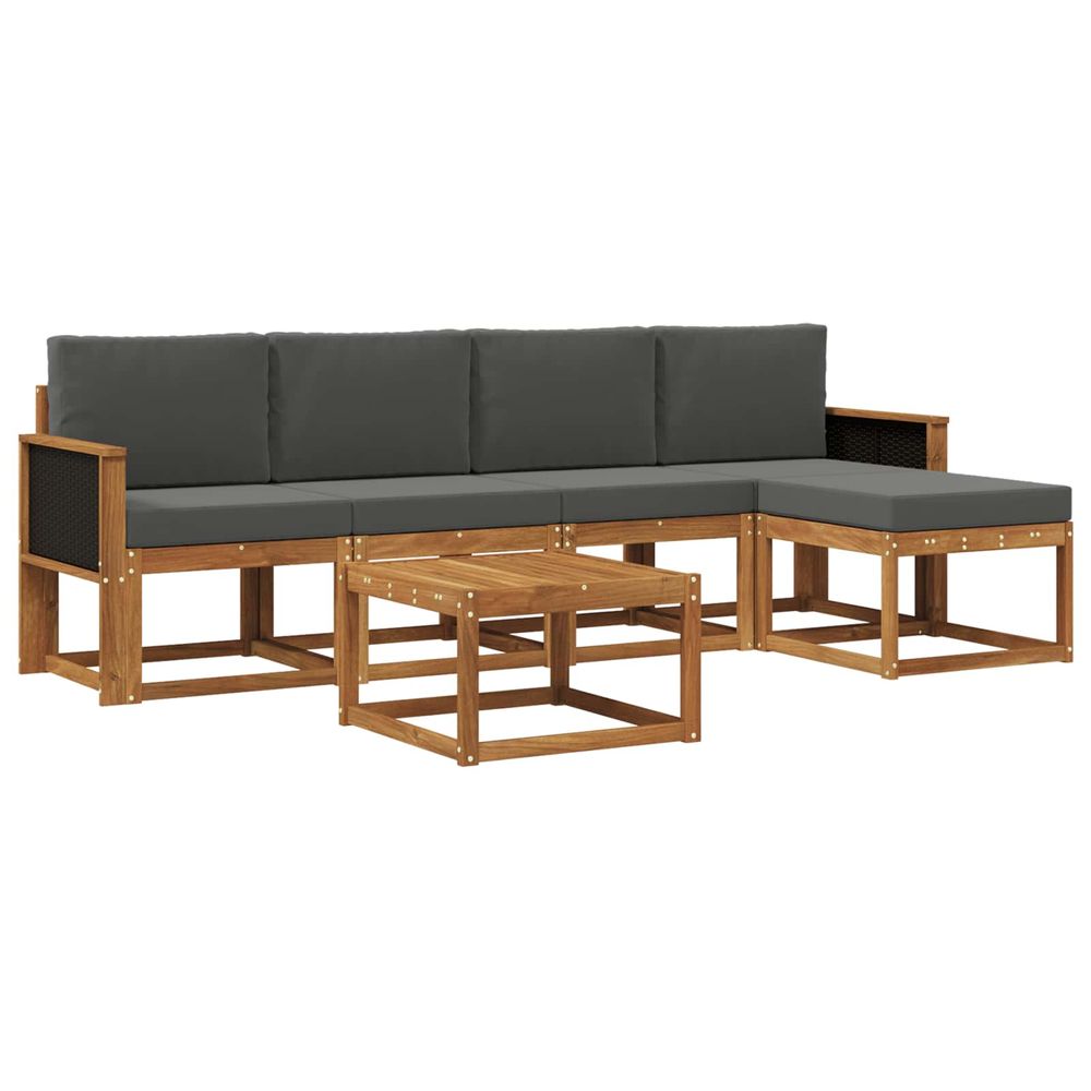 Ensemble de canapés d'extérieur 6 pc naturel et anthracite