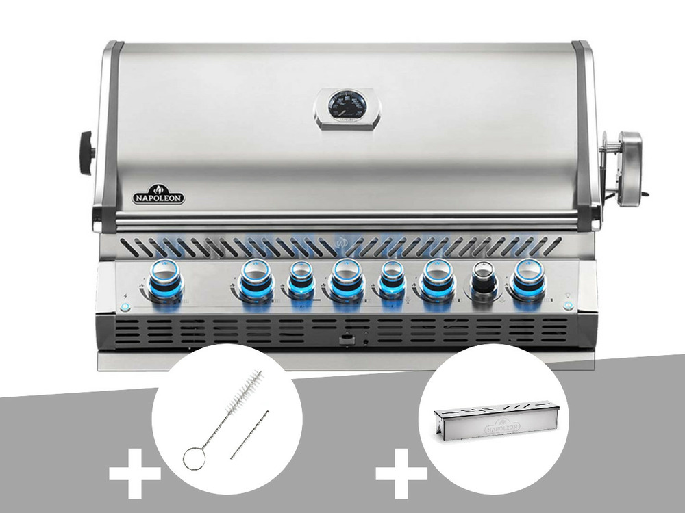 Barbecue gaz encastrable prestige pro 665 inox 5 brûleurs + brosse brûleur + boî