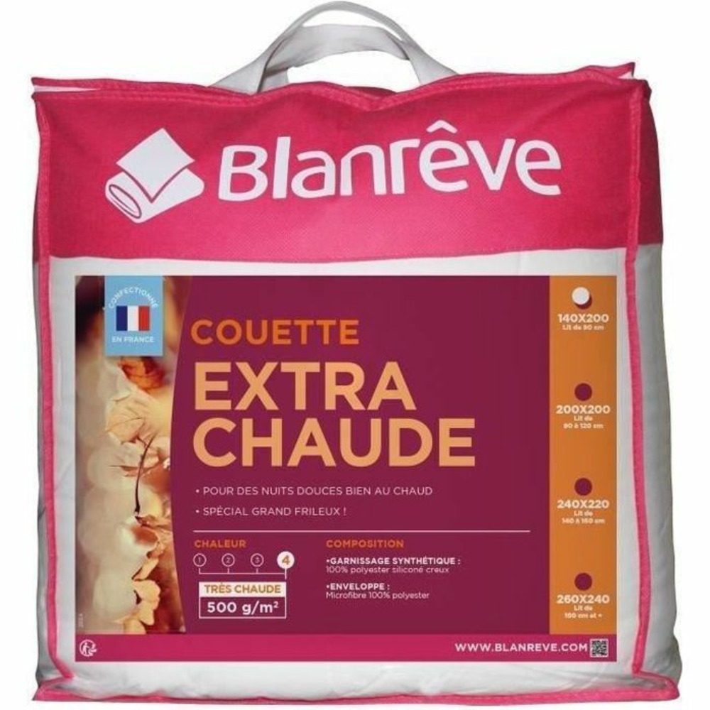 Couette extra chaude blanche en microfibre 140 x 200 cm