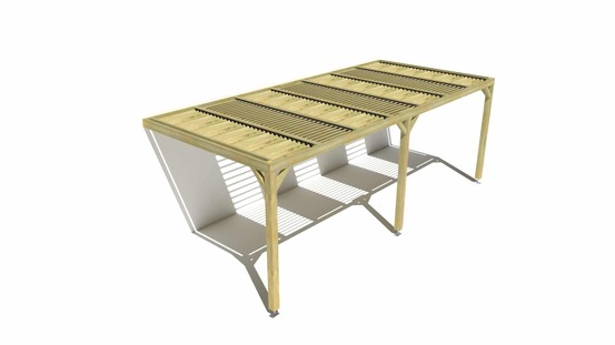 Pergola bois • 7m x 3m • adossée • sens profondeur • lames orientables bioclimatiques incluses • livraison comprise