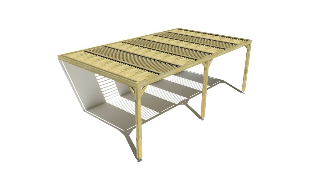 Pergola bois • 7m x 4m • adossée • sens profondeur • lames orientables bioclimatiques incluses • livraison comprise