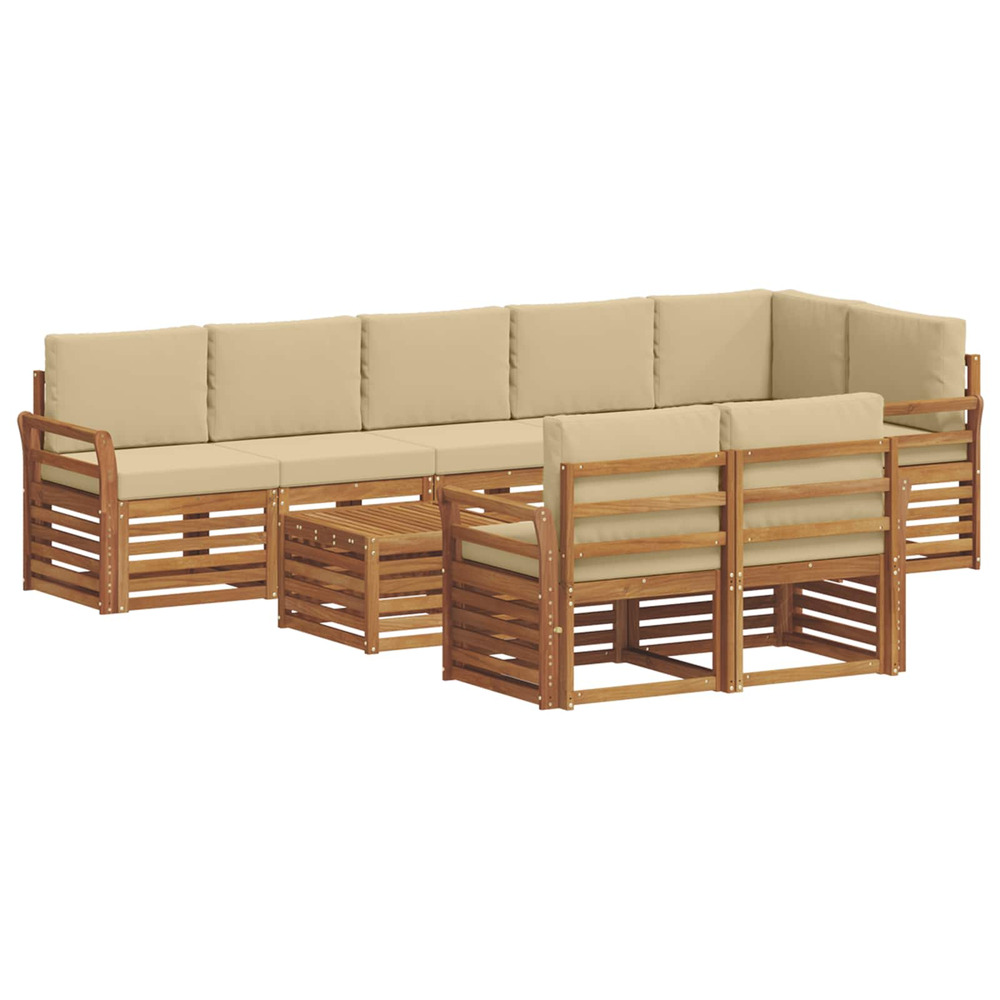 Ensembles de canapés avec coussin 9 pcs naturel et beige