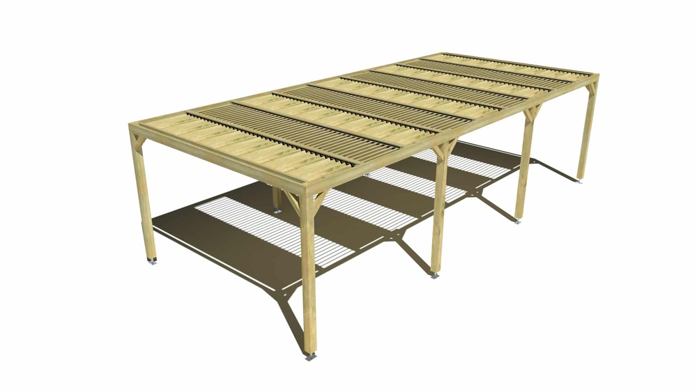 Pergola bois • 9m x 4m • indépendante • sens profondeur • lames orientables bioclimatiques incluses • livraison comprise