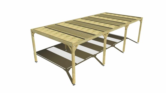 Pergola bois • 9m x 4m • indépendante • sens profondeur • lames orientables bioclimatiques incluses • livraison comprise