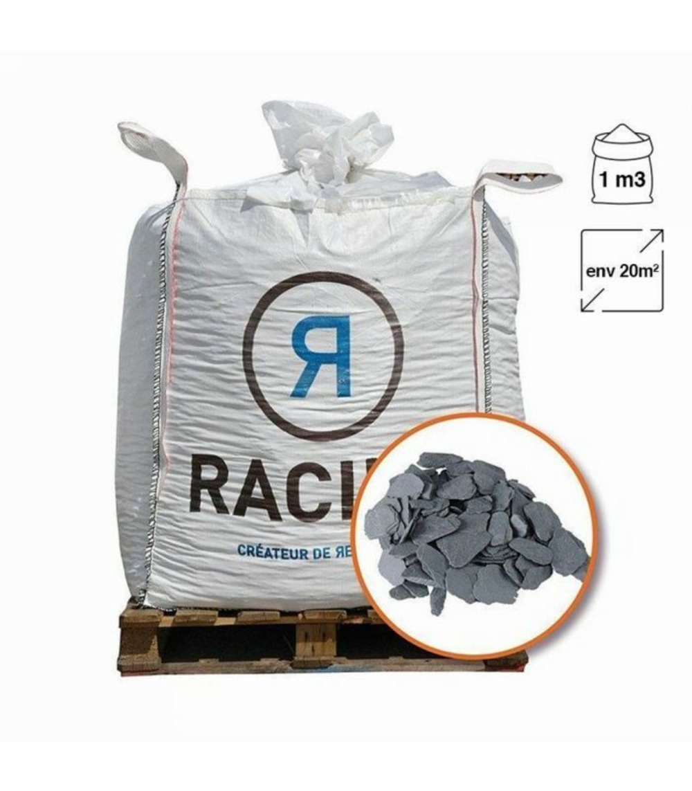 Paillage minéral ardoise grise calibre 40/70 big bag 800 litres pour 20m2