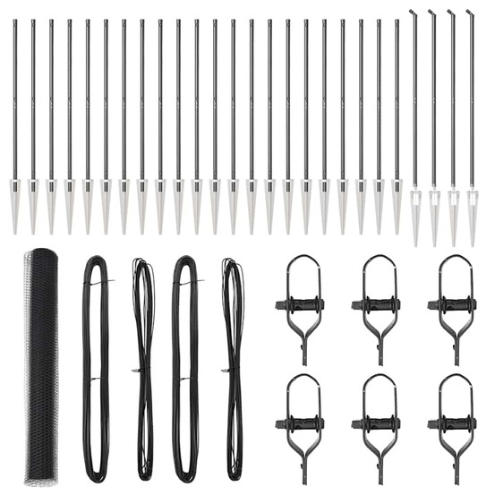 Clôture avec poteaux gris 1.4 x 50 m acier recouvert de pvc