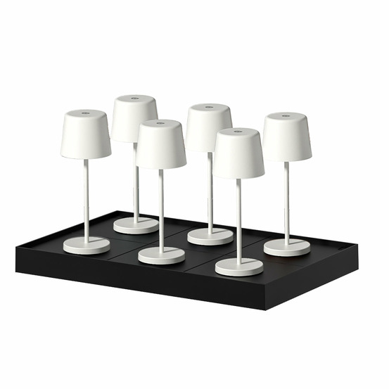 6 mini lampes avec plateau de chargement kelly mini blanc aluminium h22cm