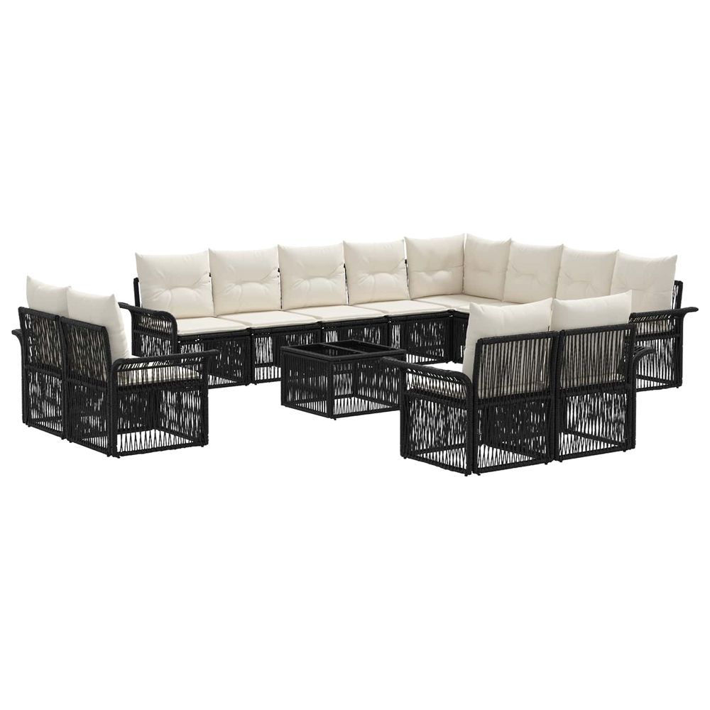 Ensemble de canapé de jardin 13 pc noir et blanc crème