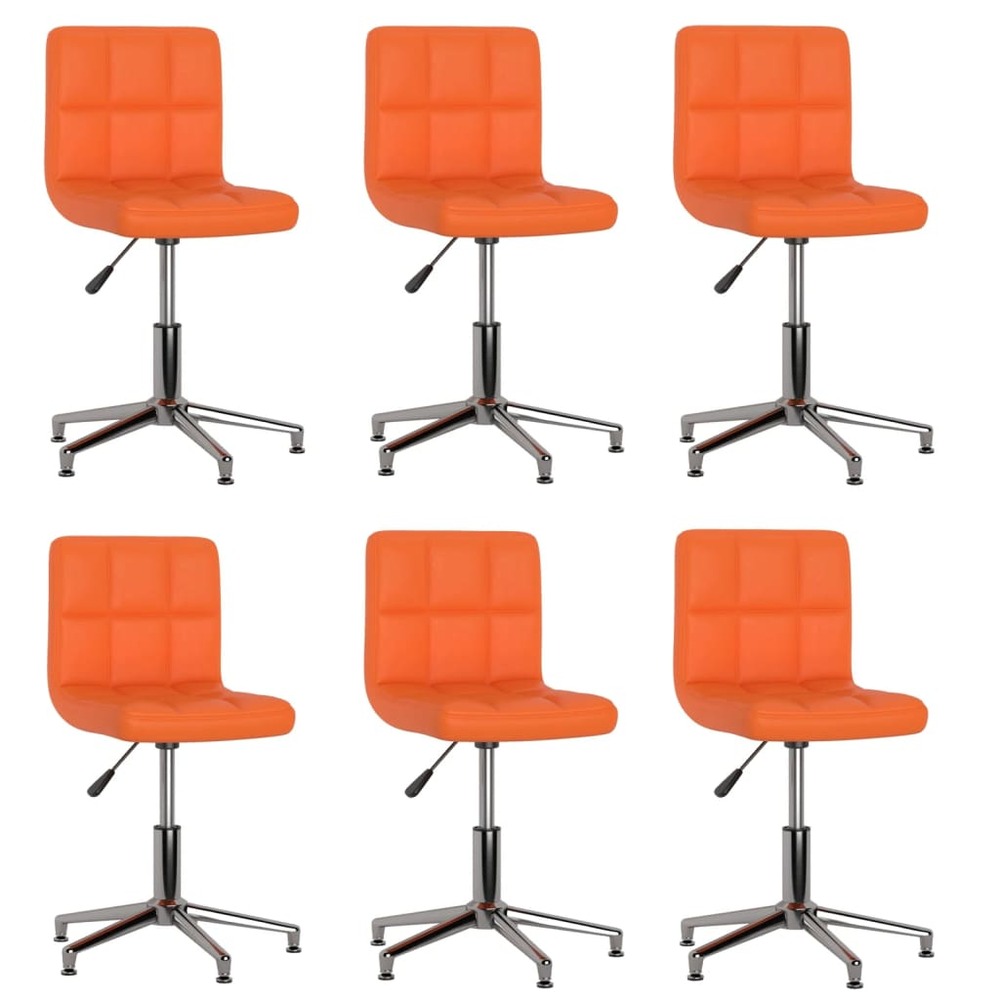 Chaises pivotantes de salle à manger 6 pcs orange similicuir