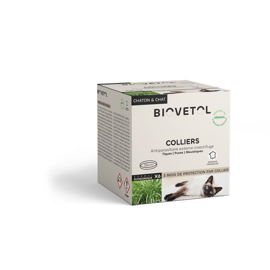 Collier anti puces chat -antiparasitaire -origine végétale - 6 colliers