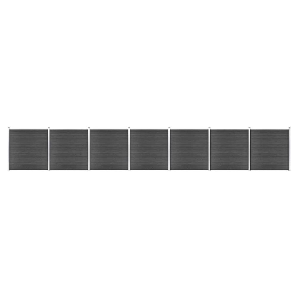 Ensemble de panneau de clôture wpc 1218x186 cm noir