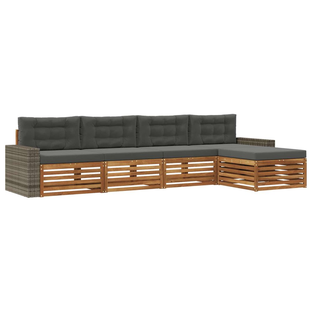 Ensemble de canapés d'extérieur 5 pc naturel et anthracite