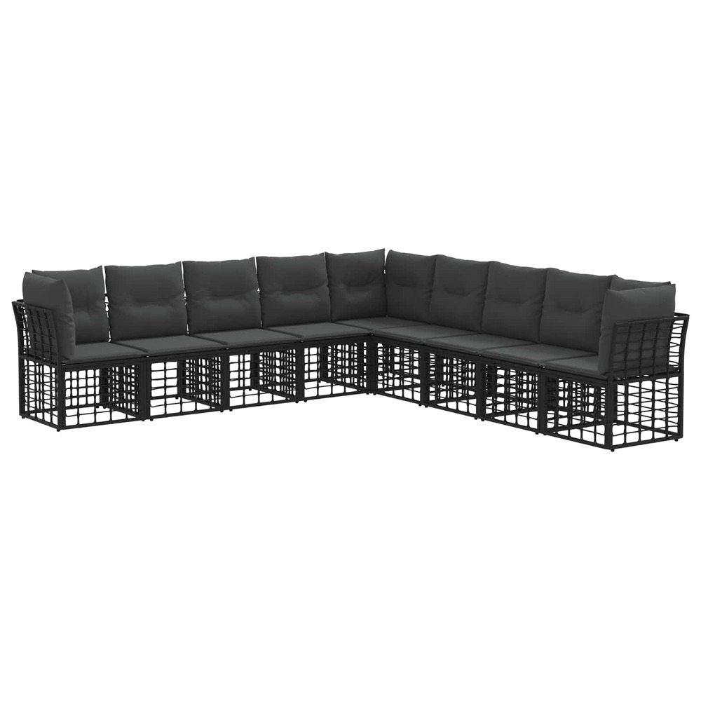 Ensemble de canapés d'extérieur noir polyester