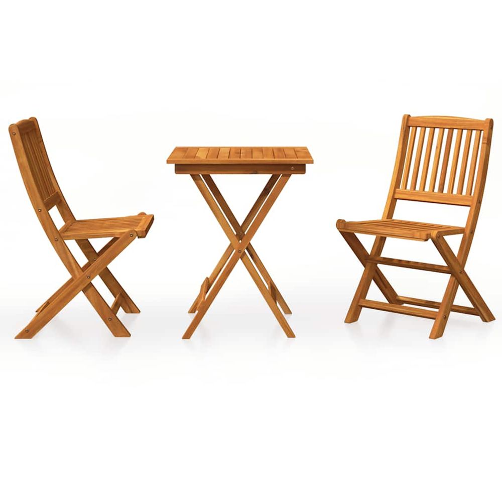 Ensemble à manger de jardin pliable 3 pcs bois d'acacia solide