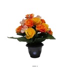 Fleurs artificielles cimetière pot de roses, min fleurs et gypsophiles h 36 cm d