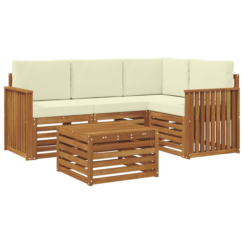 Ensemble de canapés d'extérieur 5 pc naturel et crème polyester