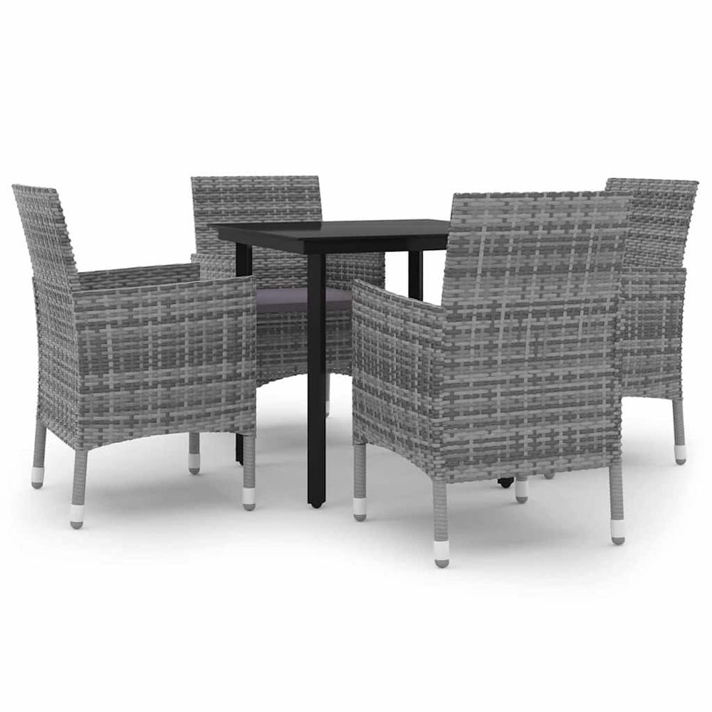 Ensemble à manger de jardin coussins 5 pcs résine tressée verre